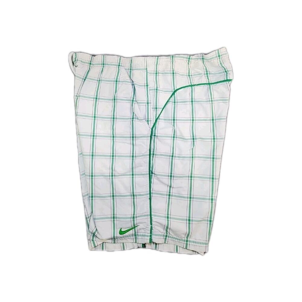 Nike Shorts Men's Size M Checkerboard White Green Beach Summer C1-218 - Picture 9 of 12